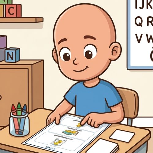 Materialet tränar barnets förståelse av vardagliga verb genom tydliga och lugna illustrationer. Barnet får peka, ge, beskriva och visa vad olika personer gör, till exempel dricker vatten, äter mat, sover och borstar tänderna