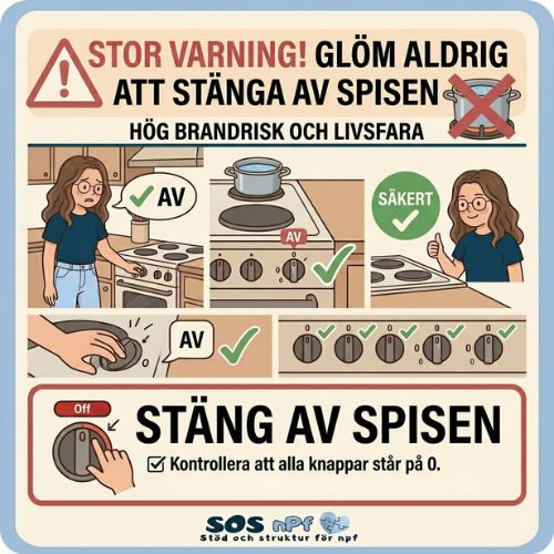 VARNING  – spisen är på