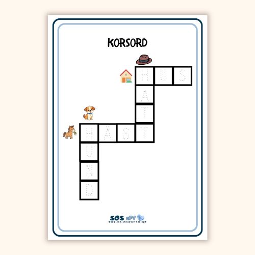 Veckans bokstav H - korsord